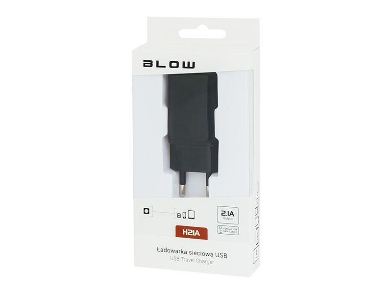 Ładowarka sieciowa z gn.USB 2.1A H21A czarna,