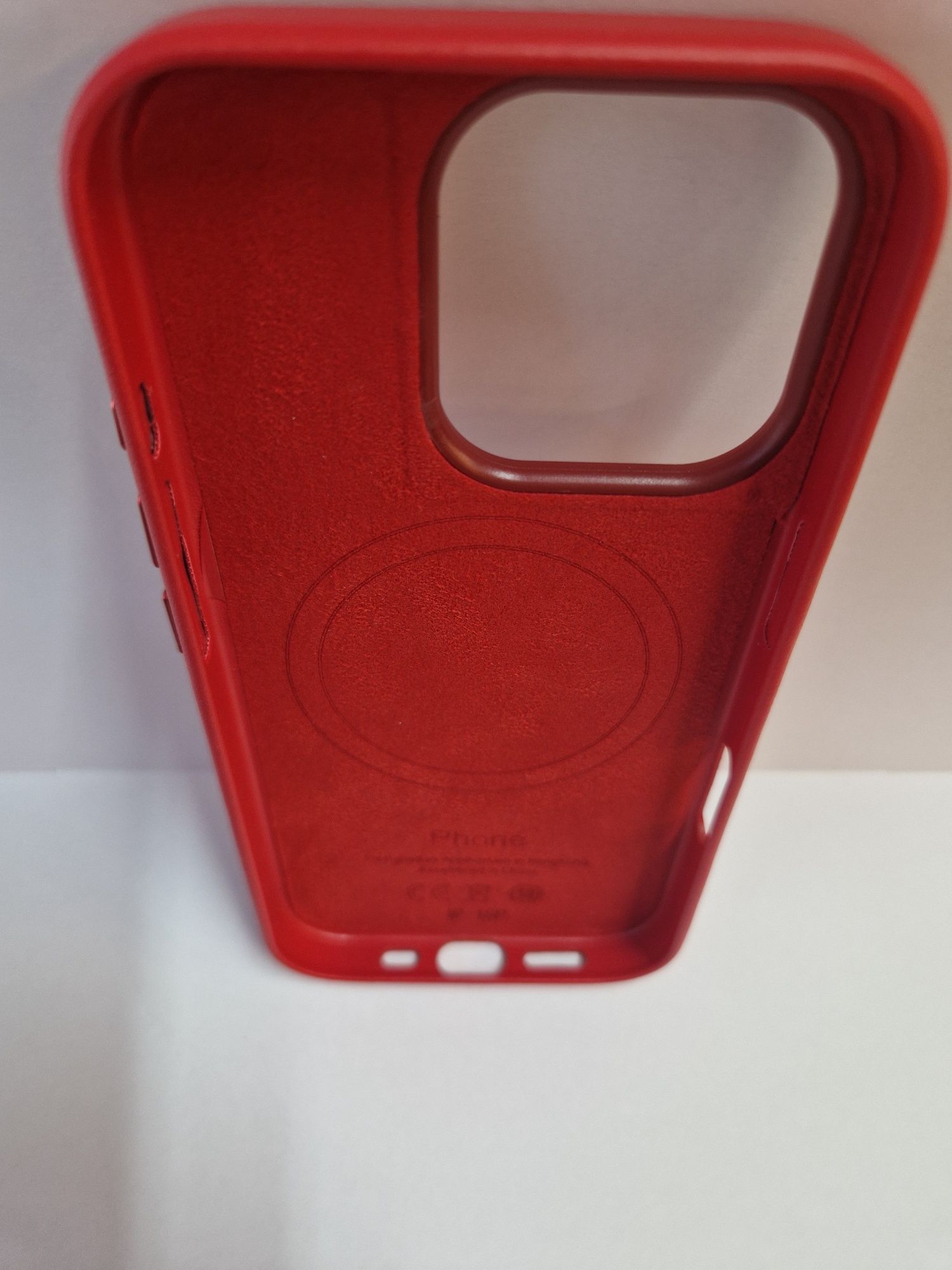 MagSafe Leather Case Iphone 16 Pro Czerwony + szkło 9h