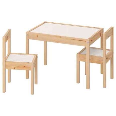 Детский стол IKEA с 2 стульчиками деревянный столик белый (сосна) ИКЕА