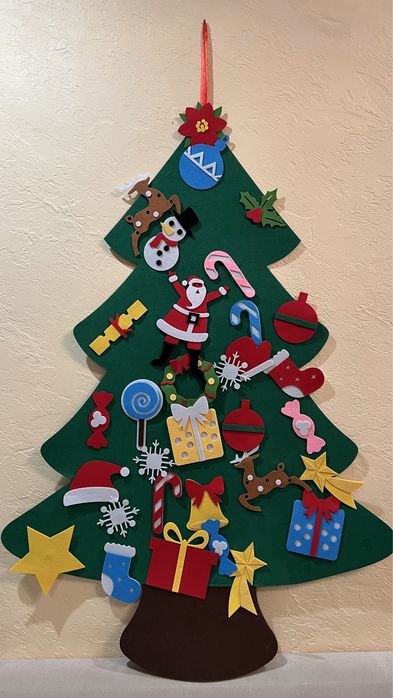 Ялинка з щільного фетра з іграшками(32шт)