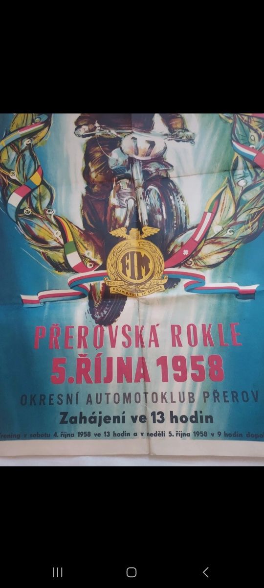 Stary Plakat Międzynarodowy Motocross „Przerowska Rokle”5 października