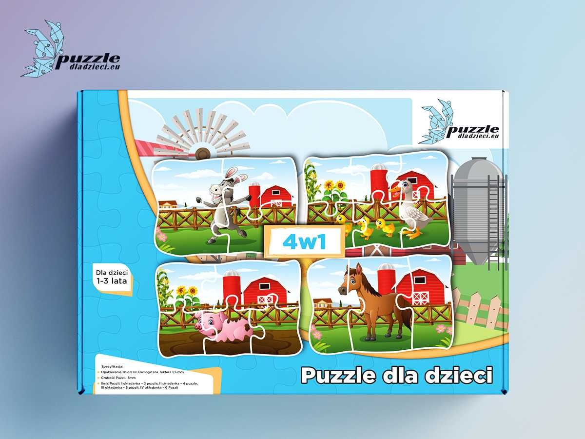 Progresywne Puzzle dla dzieci Zwierzątka Farma