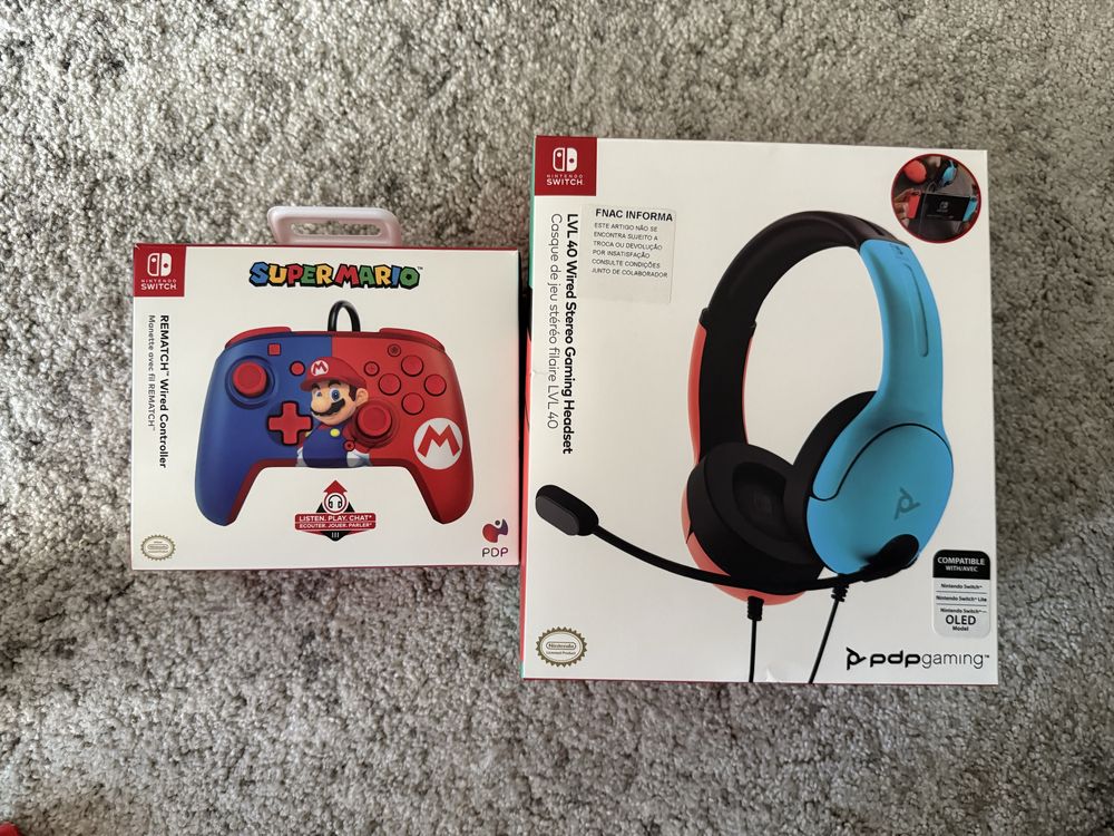 Pack Acessórios Nintendo Switch – Controlo + Headset (Como Novos!)