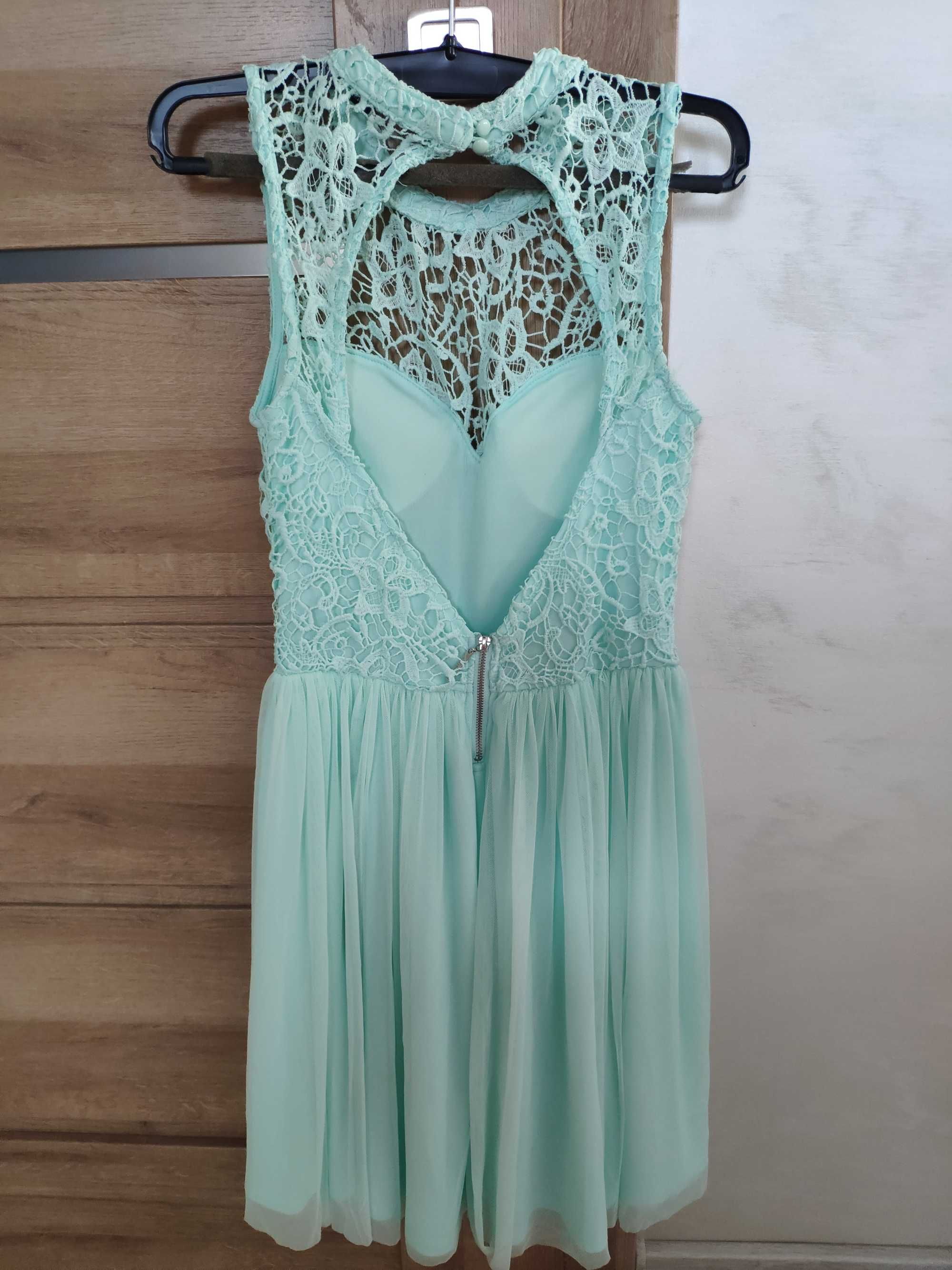 Śliczna Miętowa sukienka roz.34/XS