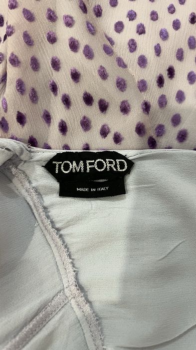 Tom Ford  подиумное платье шелковое платье в фиолетовый горошек с пояс