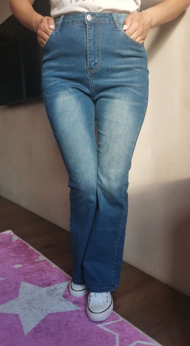Джинсові штани кльош висока посадка