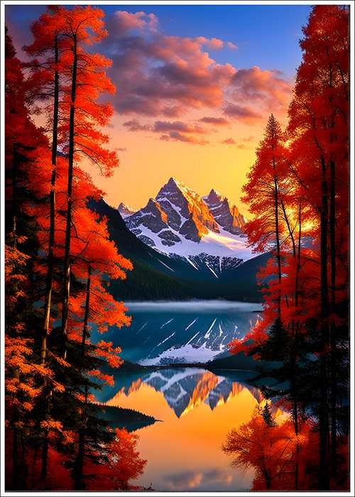 Plakat PREMIUM  jesiennie w górach do salonu - 30x40cm