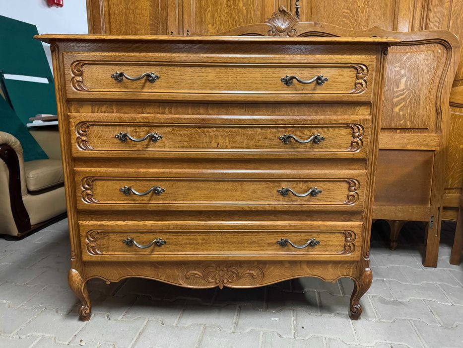 Sypialnia Ludwik szafa pięciodrzwiowa komoda łóżko szafki nocne zestaw