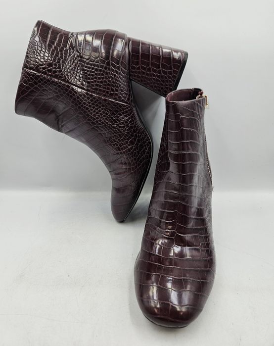 Botki Damskie Imitacja Skóry Krokodyla Stradivarius Bordowe Rozmiar 38