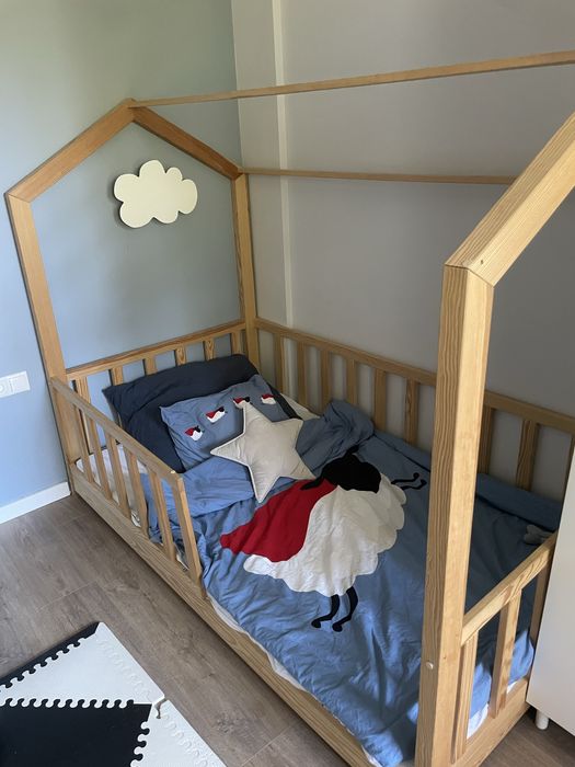 Łozko drewniane domek dla dziecka 100x180