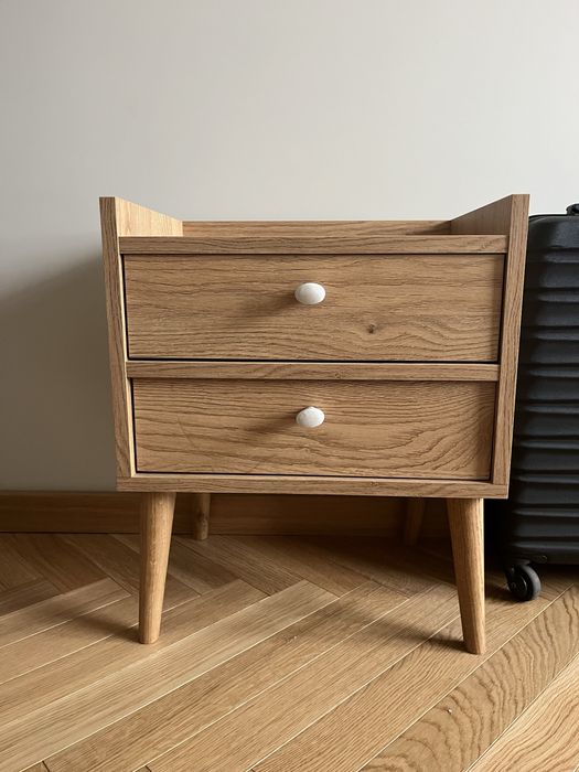 Szafka nocna stolik nocny 2 sztuki dąb dębowa uchwyty Zara Home