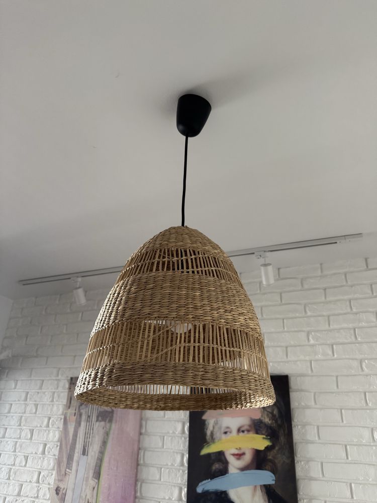 IKEA Torared klosz, abażur, 55cm boho wiklina plus kabel czarny