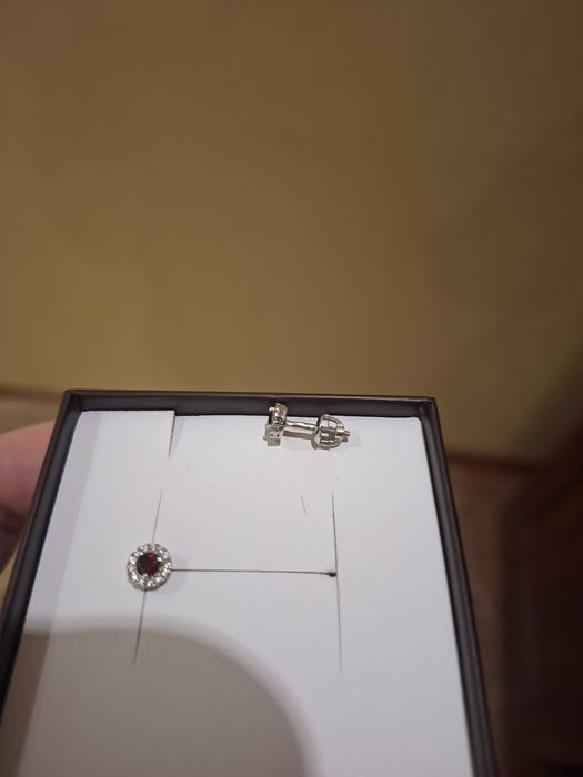 Сережки срібні з гранатом