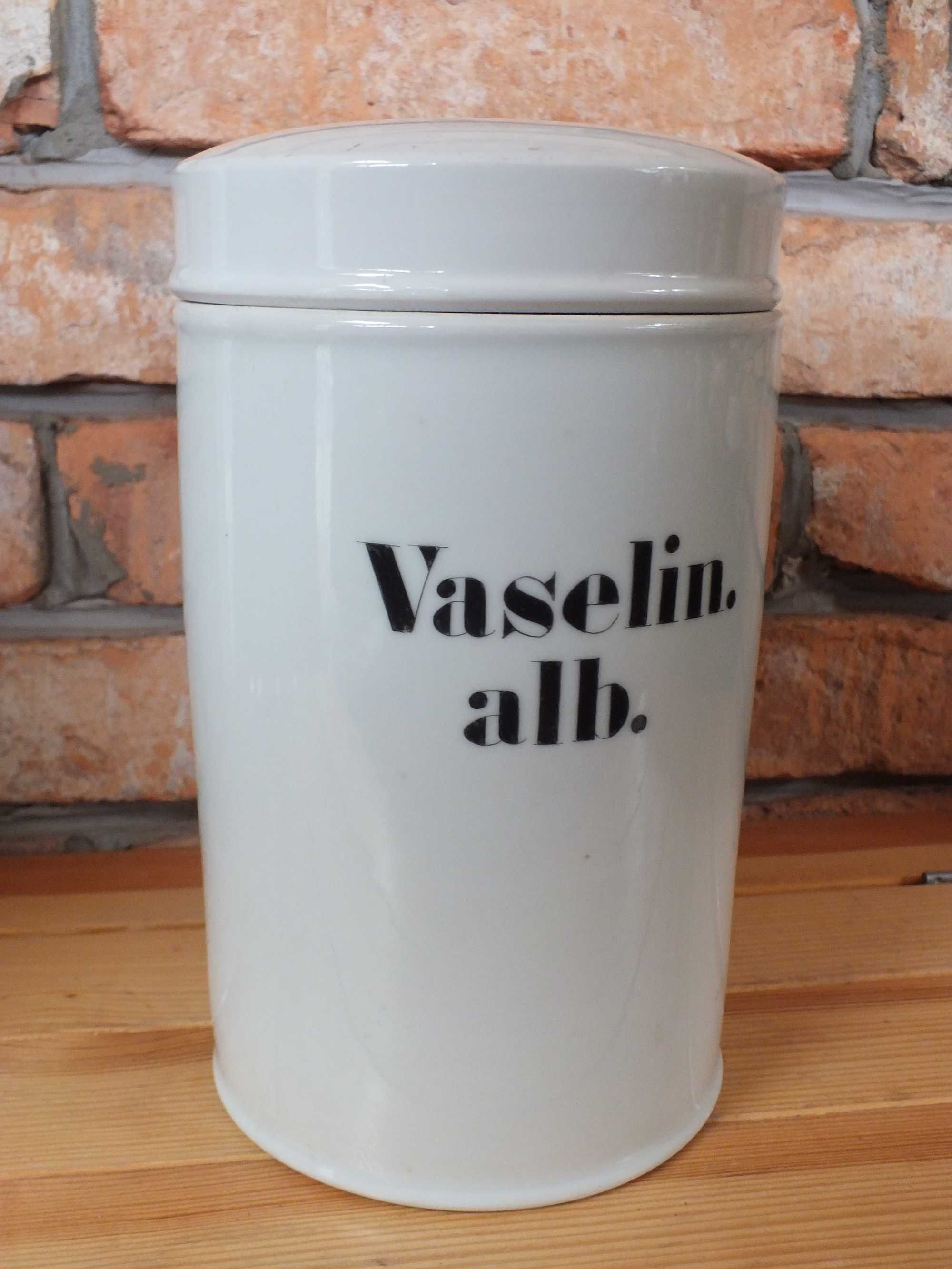Pojemnik apteczny ceramiczny KONIEC XIX w DUŻY  Biała WAZELINA B41/012