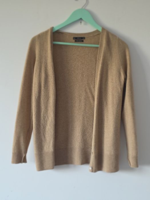 Kardigan Zara 36 kaszmirowy neutral nude beżowy