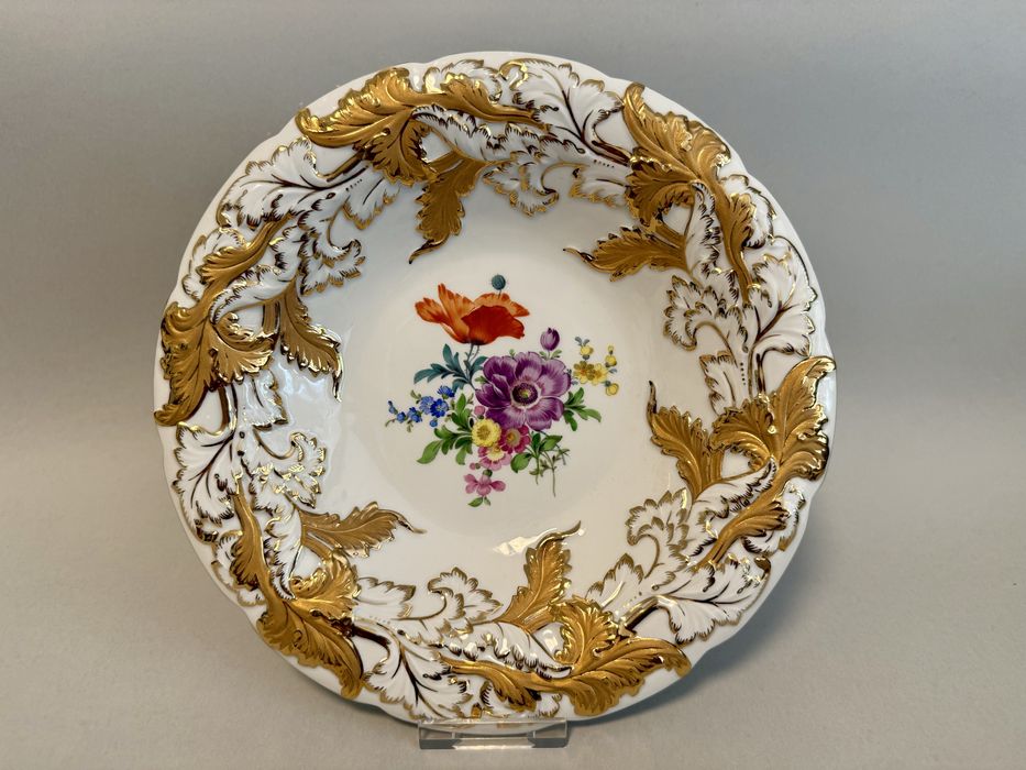 Miśnia wyjątkowy talerz ceremonialny, złocony, unikat 25,5 cm