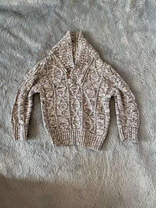 Piekny cieply sweterek szary sweter dla chlopca zima