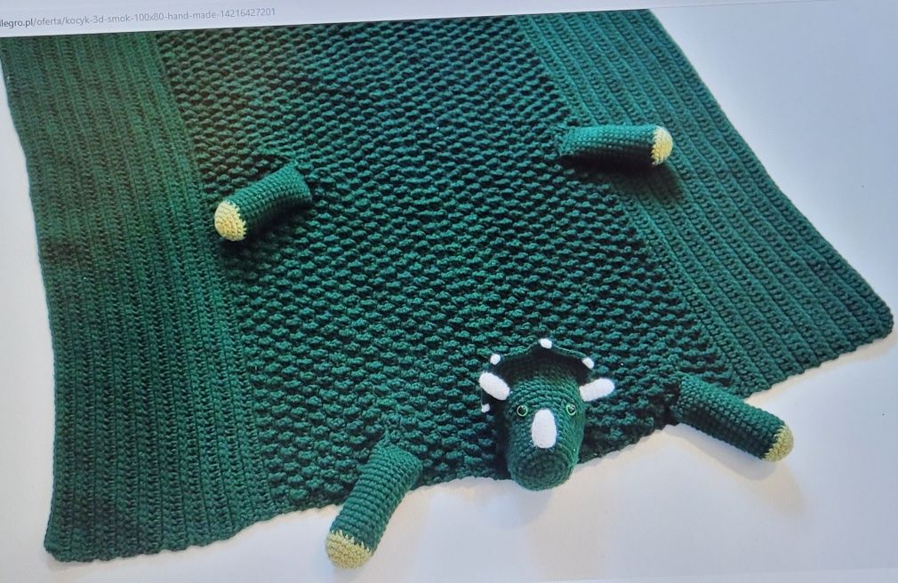 Kocyk 3D dinozaur 100x80 hand made