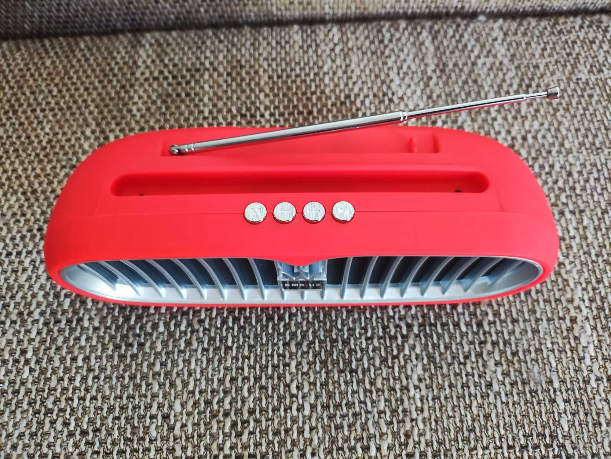 Przenośny Głośnik Bluetooth Bezprzewodowy USB czerwony przenośny Radio