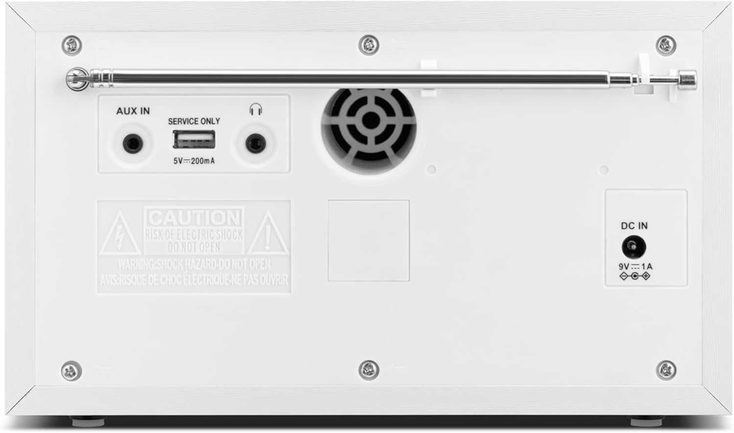 Radio FM DAB z Bluetooth Aux USB bateryjne zasilacz białe drewno