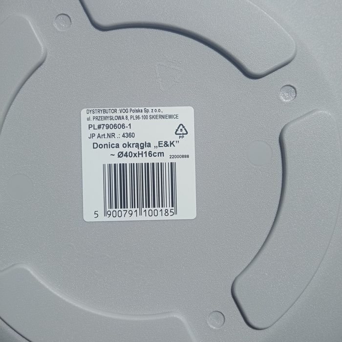 Nowa okrągła donica szara 40x16 cm
