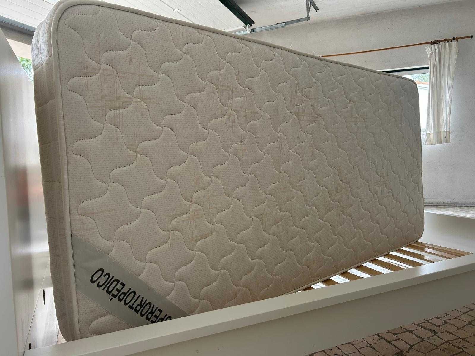 Cama IKEA MALM Branca Solteiro 0,9x2,00m + Colchão SuperOrtopédico