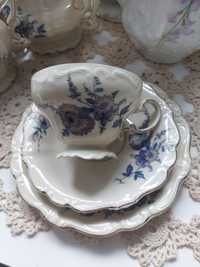 Rosenthal pompadour trio,  zestaw śniadaniowy porcelana kwiaty