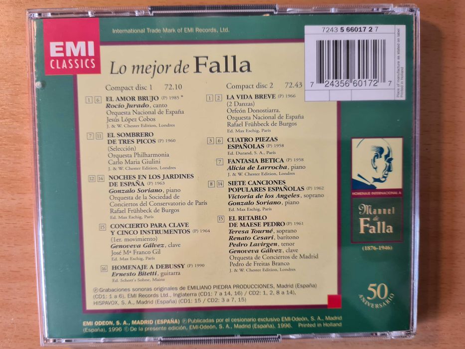 CD audio "Lo Mejor de Falla"