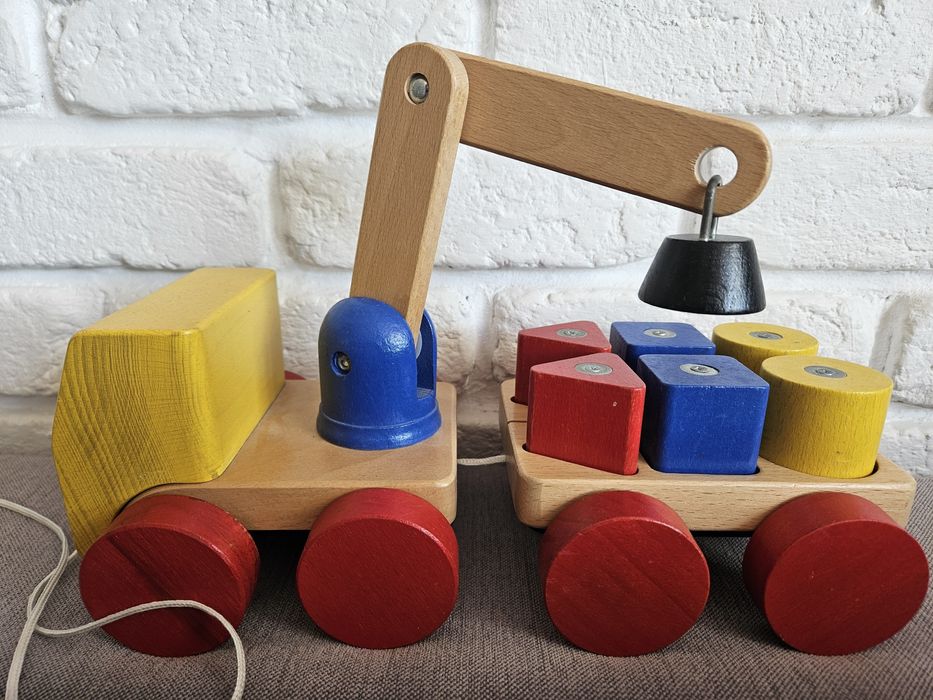Drewniany dźwig Ikea klocki magnes
