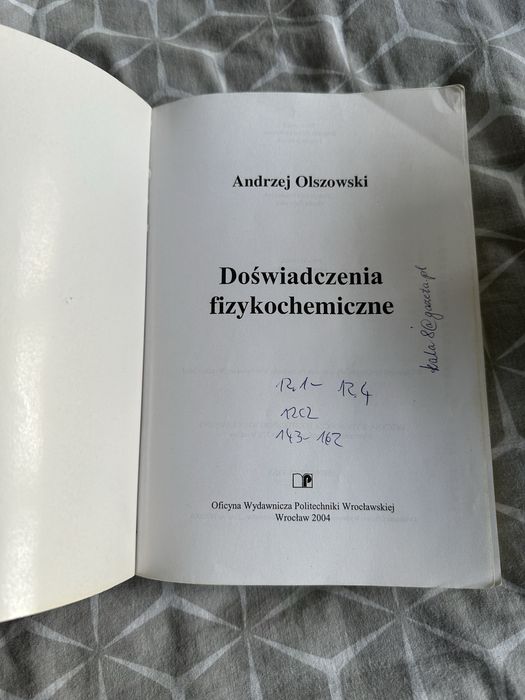 Doświadczenia fizykochemiczne Andrzej Olszowski 2004 chemia fizyczna