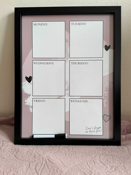 Tablica/planner tygodniowy na ścieralny marker