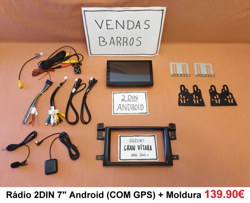 (NOVO) Rádio 2DIN • Suzuki GRAND VITARA (1998 a 2015) • Android 4+32GB