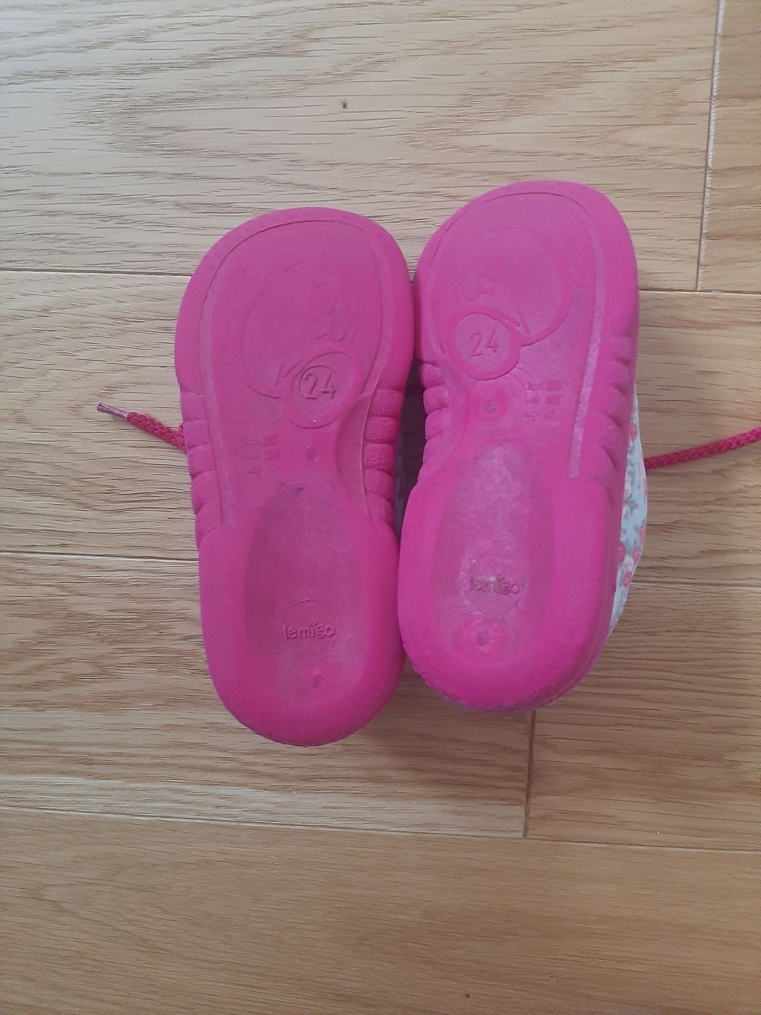 Różowo kwiatowe buty buciki botki tenisówki sznurowane Lemigo 24 rozmi