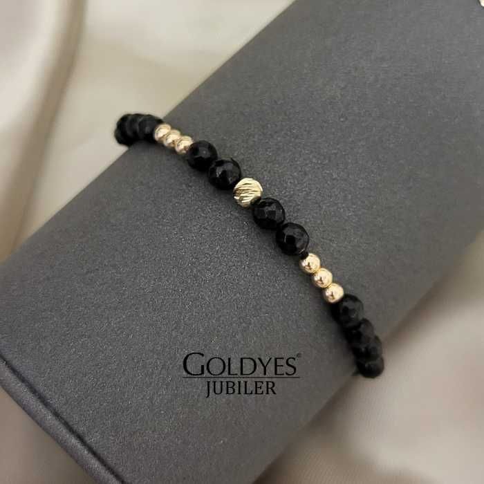 złota bransoletka na sznurku próba złota 585