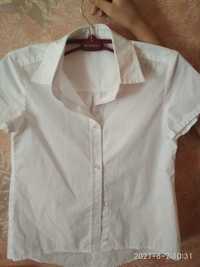 Блузка рубашка для девочки белая  в школу .рост-146
