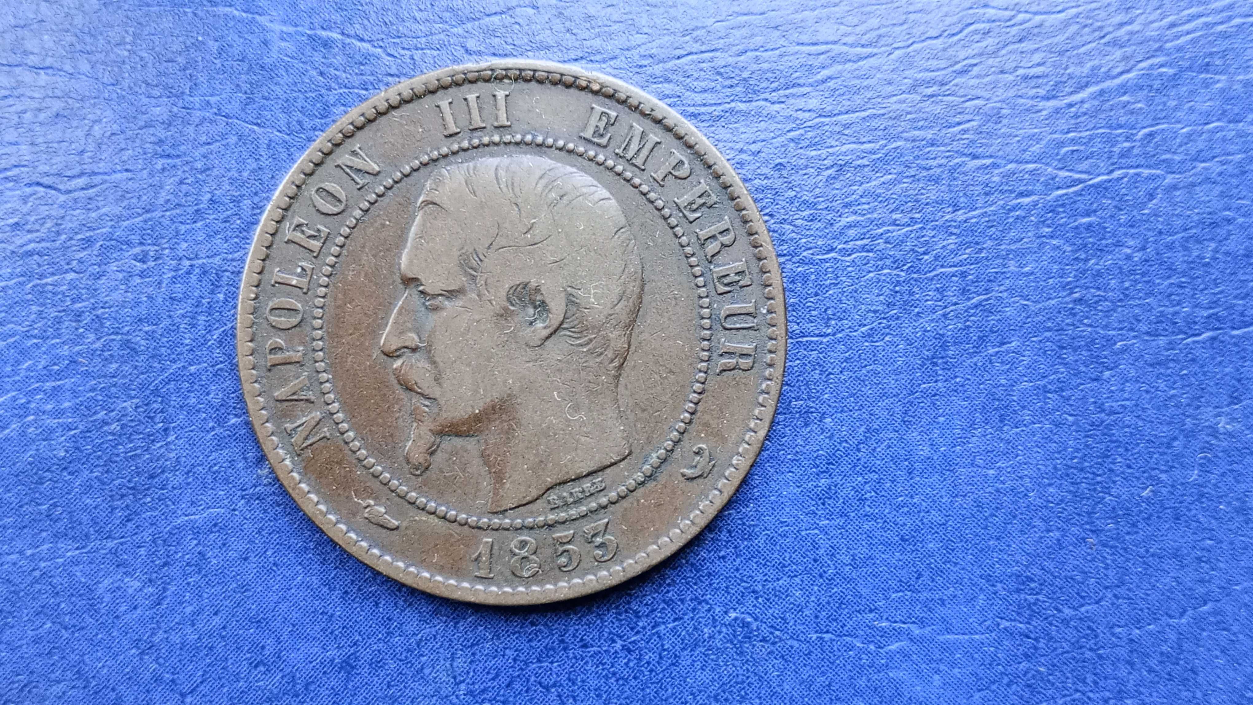 Stare monety 10 centym 1853 wizyta w Lille Francja