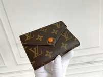 Oryginalny Louis Vuitton Victorine Mały portfel Pomarańczowy przycisk