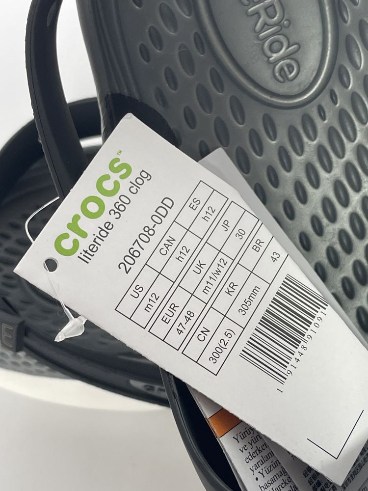 Оригінал Крокси Crocs LiteRide 360 сірі літо 47-48 тапки 207634 сабо