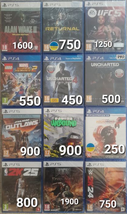 Нові диски на playstation.Ціна за весь комплект(12шт)