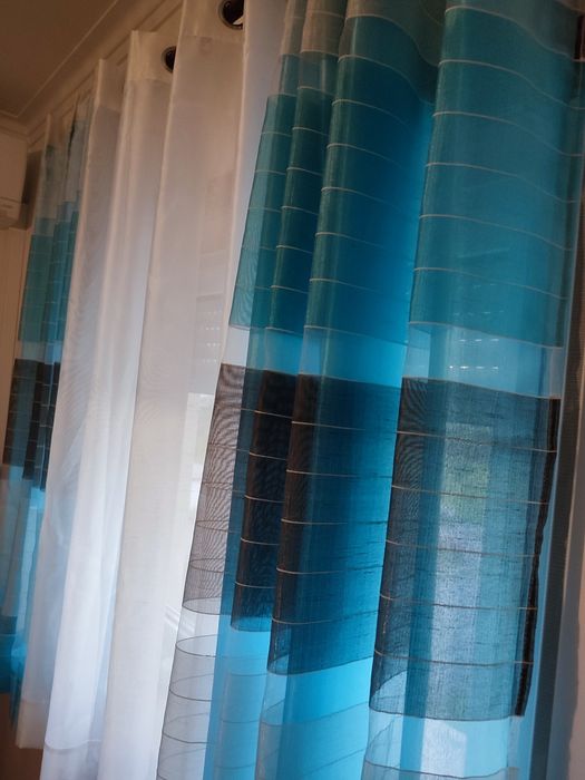 Cortinado duplo azul mais branco