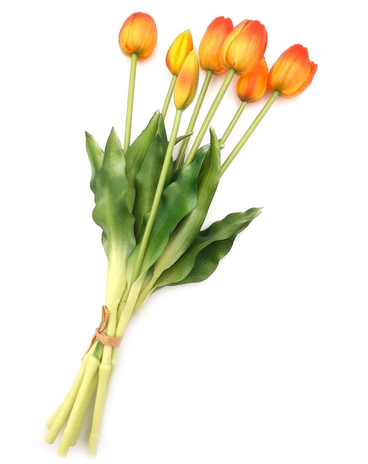Tulipany silikonowe pomarańczowe bukiet 7szt sztuczne tulipany