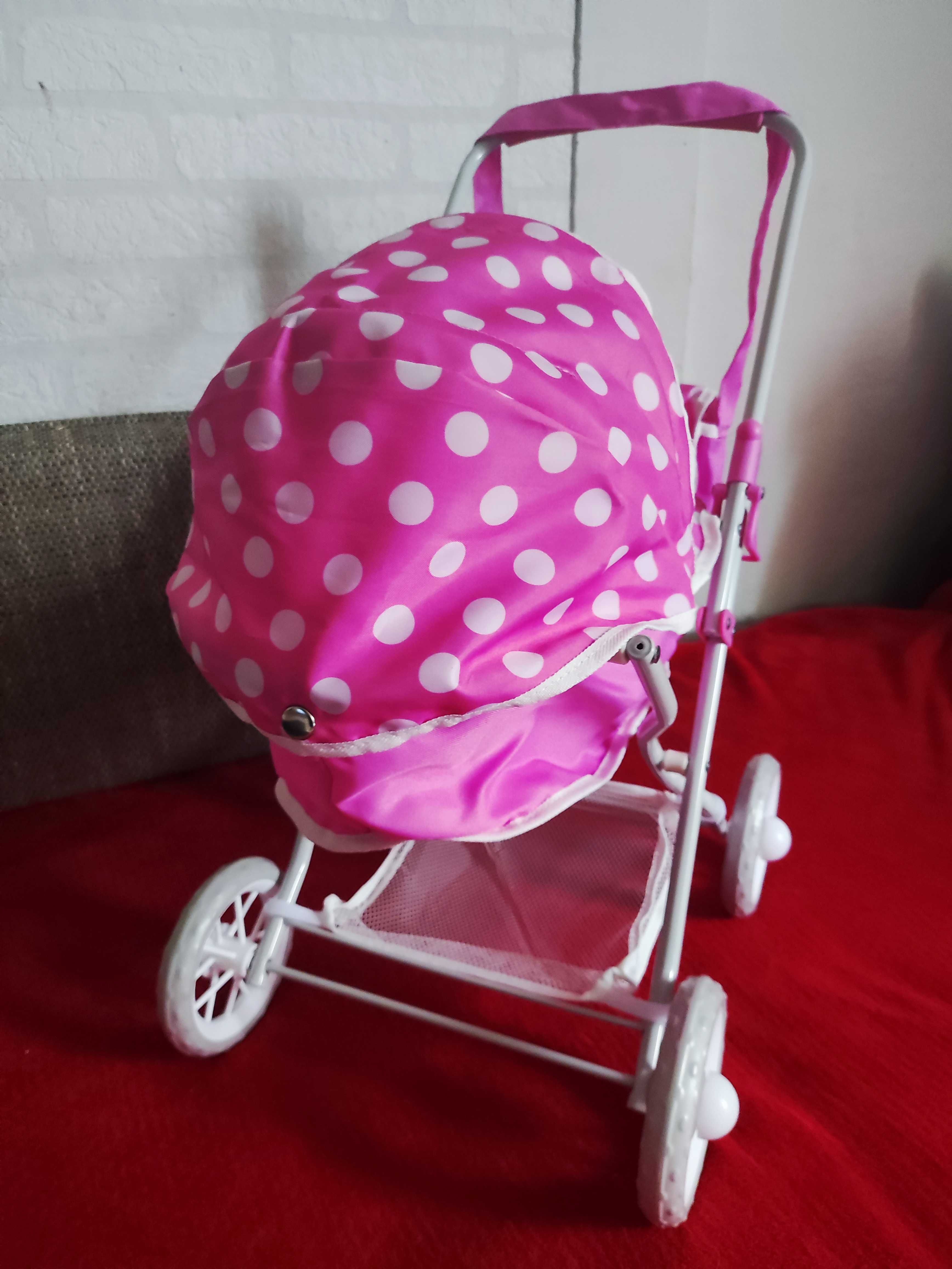 Wózek dla Lalek Różowy dla Dzieci na kółkach wózek gondola z torbą