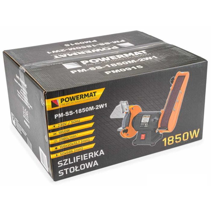 POWERMAT Szlifierka Stołowa Taśmowa Kamieniowa 2w1 1850w PM0915