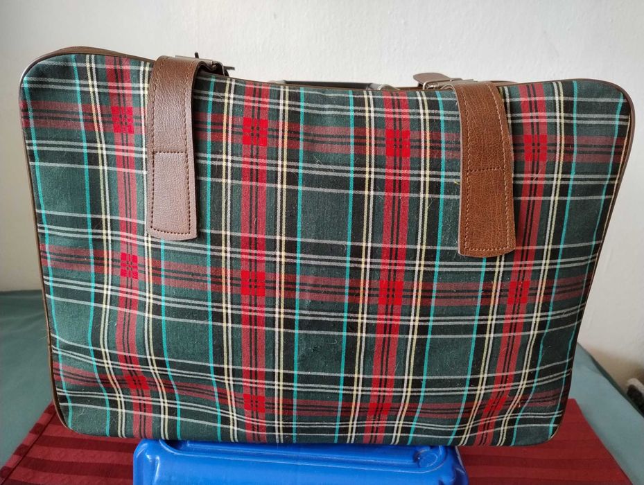 SUPER CENA Walizka vintage szkocka krata PRL lata 70-80 retro stan bdb