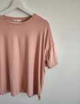 Bluzka t-shirt damski łososiowy oversize luźny w prążki letni M