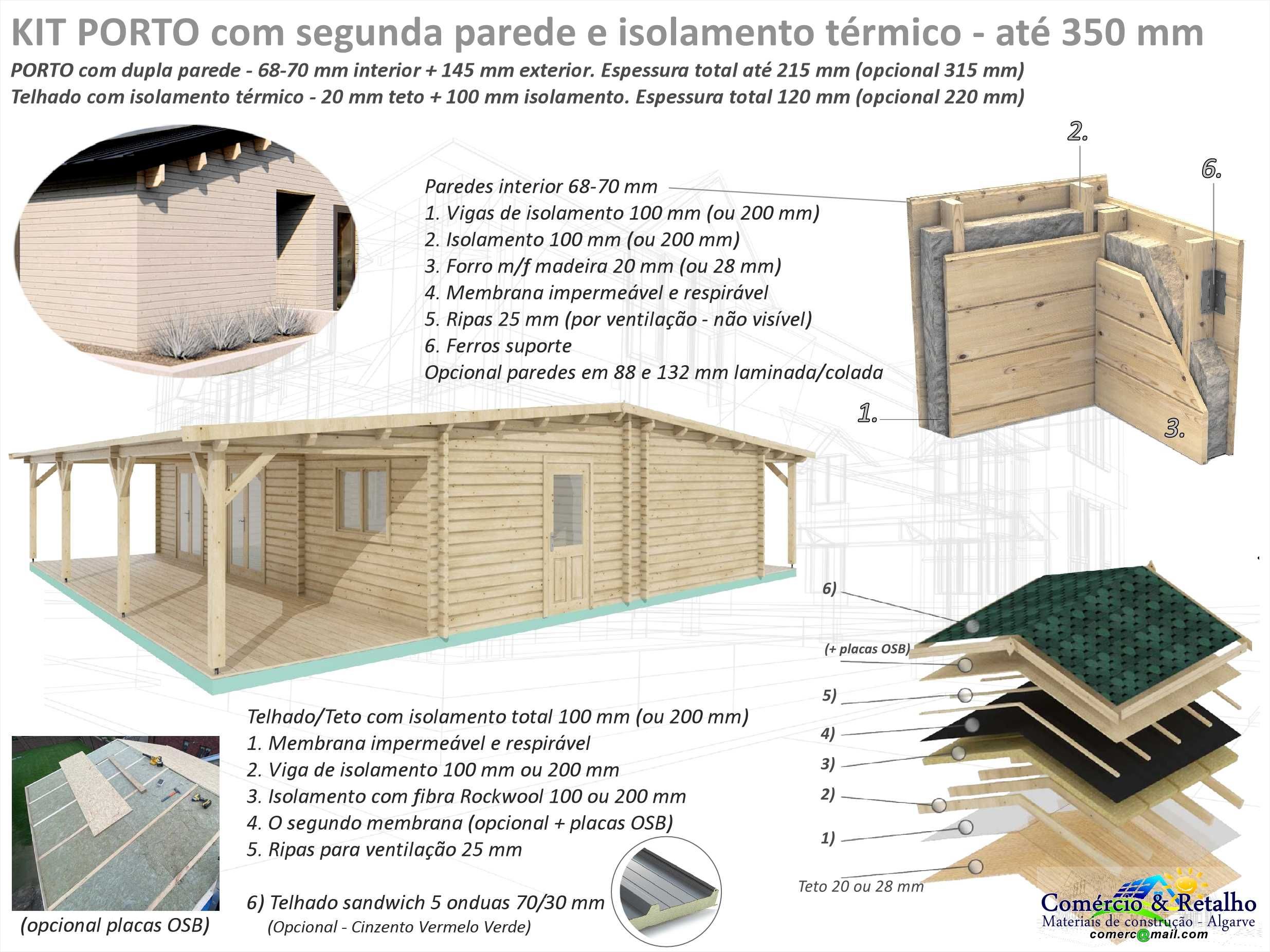 Em Stock! Casa madeira PORTO - área 123m² - entrega em 3 dias