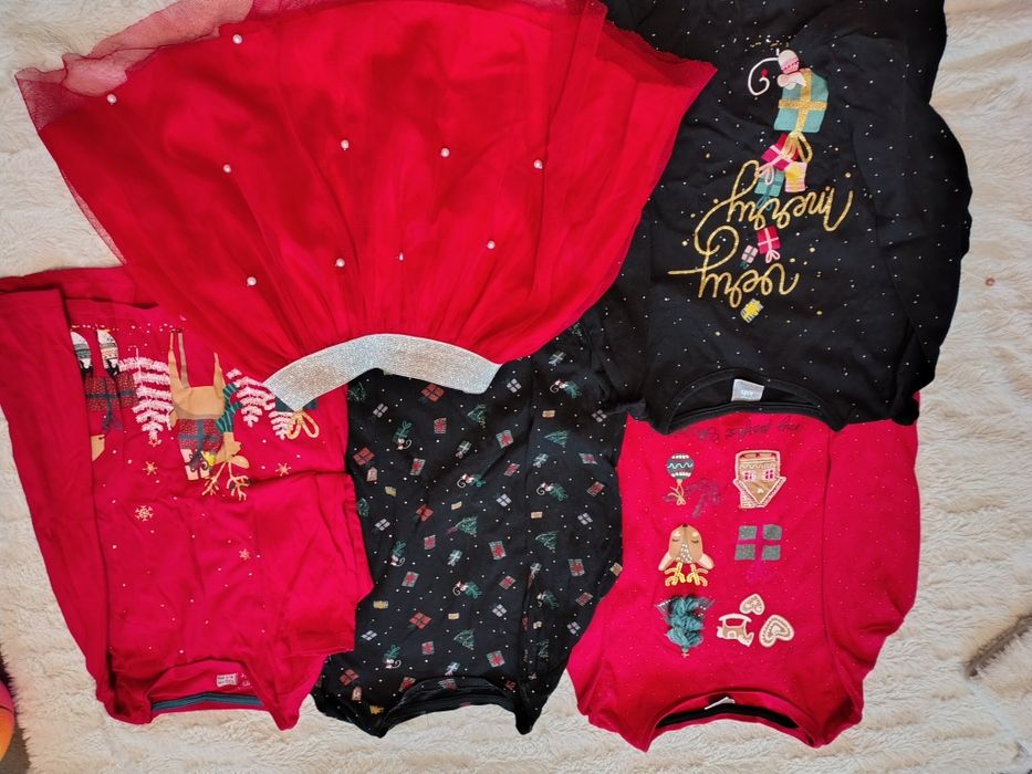 4 bluzki i spódniczka świąteczna