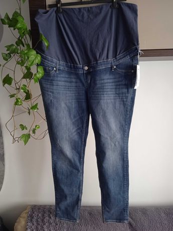 Spodnie ciążowe jeansy rurki elastyczne nowe z mętką H&M 44 46