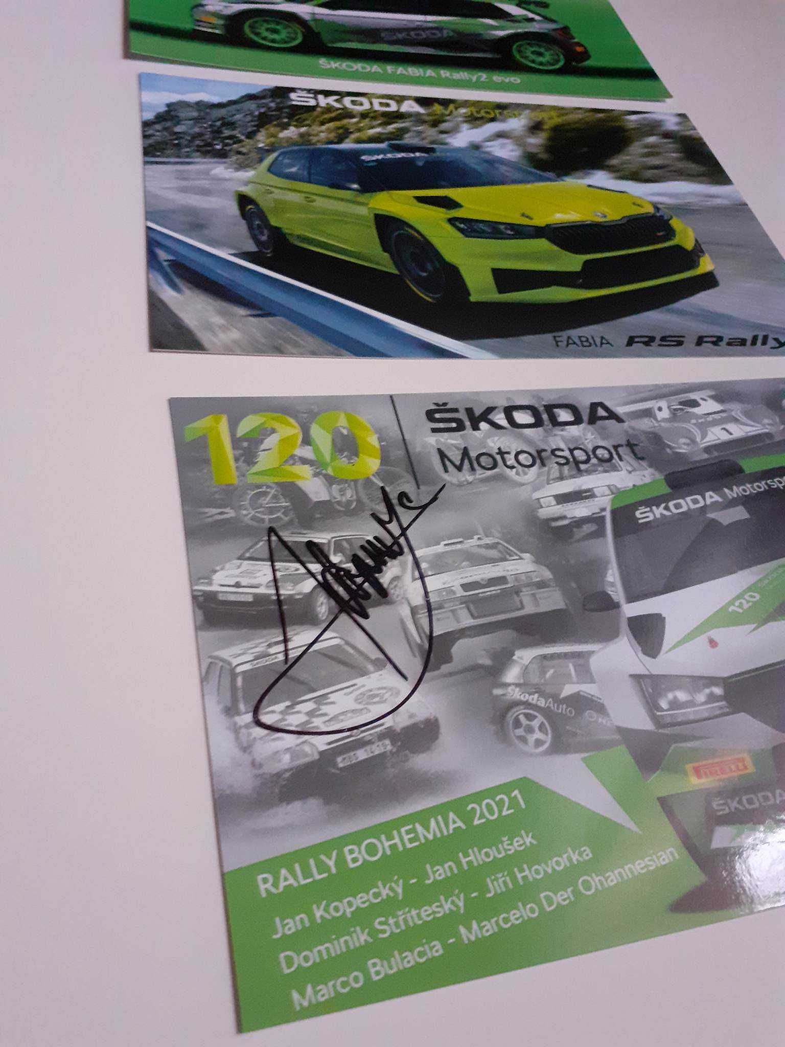 Skoda Motorsport-karty z autografami