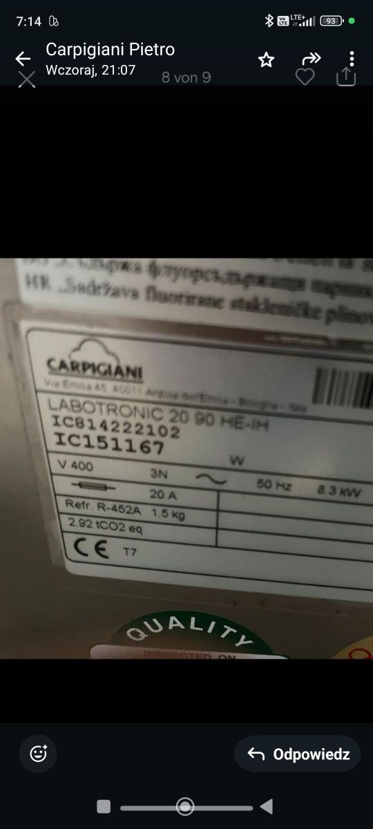 carpigiani HE  20/90 maszyna frezer do lodów